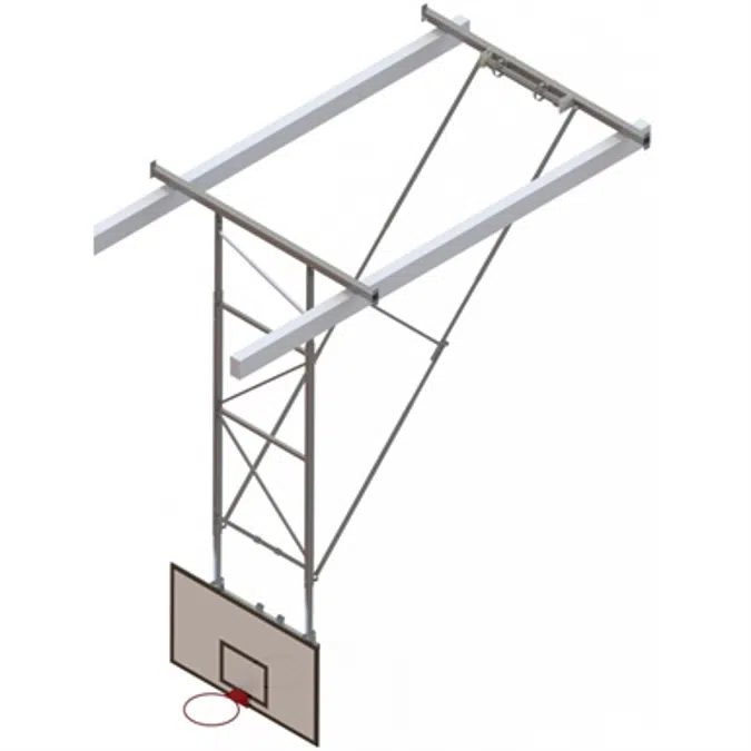 Roof Mounted Matchplay Basketball Goal 7,6-8,1m, Timber backboard 1800x1050 mm Backward hoisted