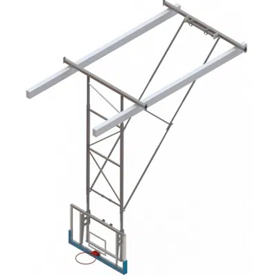 รูปภาพสำหรับ Roof Mounted Matchplay Basketball Goal 8,1-8,5m, Acrylic backboard 1800x1050 mm Backward hoisted