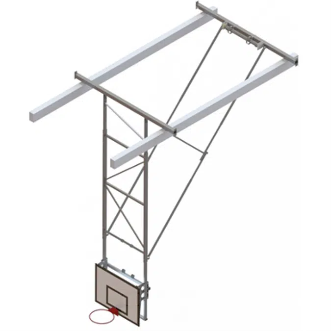 Roof Mounted Matchplay Basketball Goal 6,8-7,6m, Timber backboard 1200x900 mm Backward hoisted