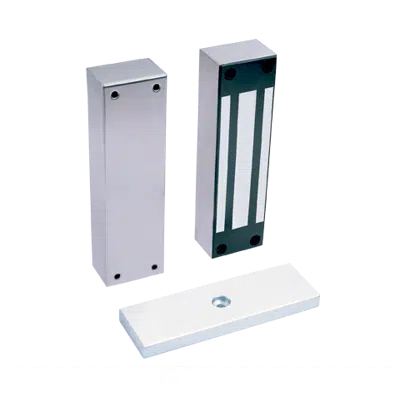 Stainless steel Electromagnetic Locking - HQMAG 5000F Grade 6+ (7500N) a true and massive stainless steel IP67 weatherproof for gates or heavy doors, whether motorised or not - Front mounting 이미지