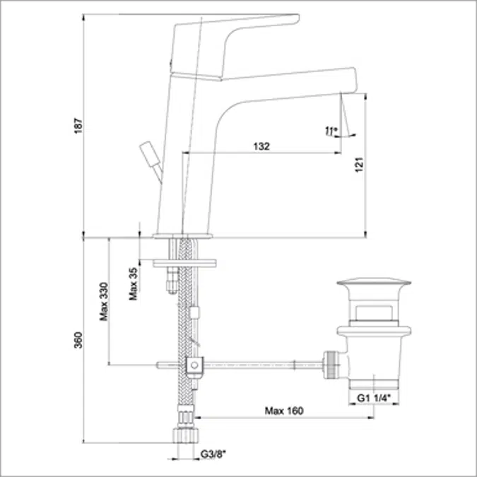 Luna Basin Mixer with Pop-Up