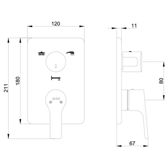 Luna Concealed Bath Mixer Surface Mounted Group