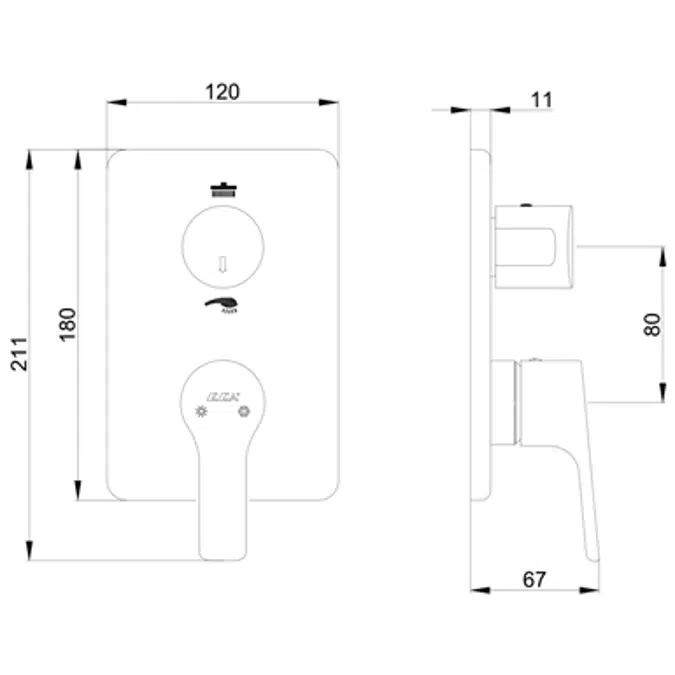 Luna Concealed Bath Mixer Surface Mounted Group