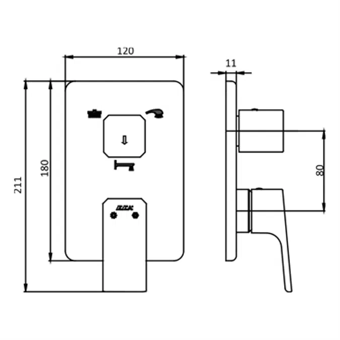 Tiera Concealed Bath Mixer Surface Mounted Group