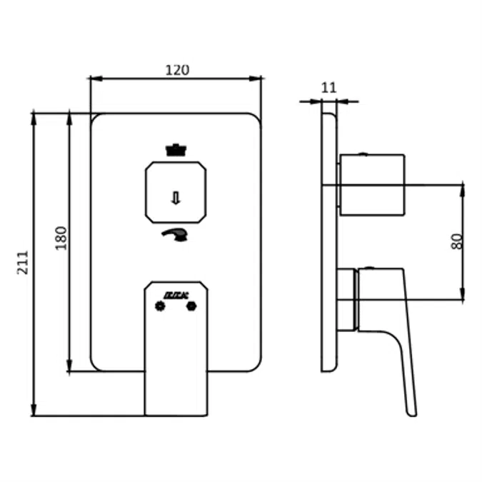 Tiera Concealed Bath Mixer Surface Mounted Group