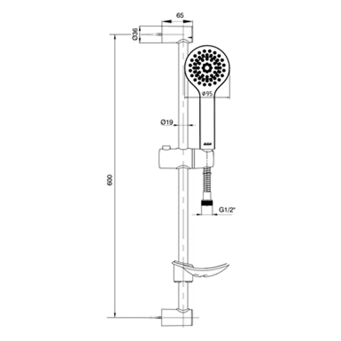 Luna Sliding Rail Hand Shower Set - 1 Function