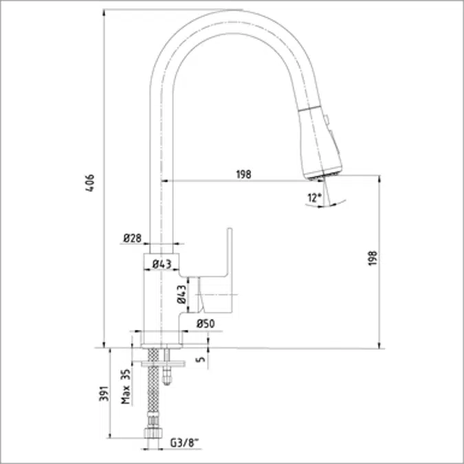 E.C.A. Nita Pull-Out Kitchen Mixer