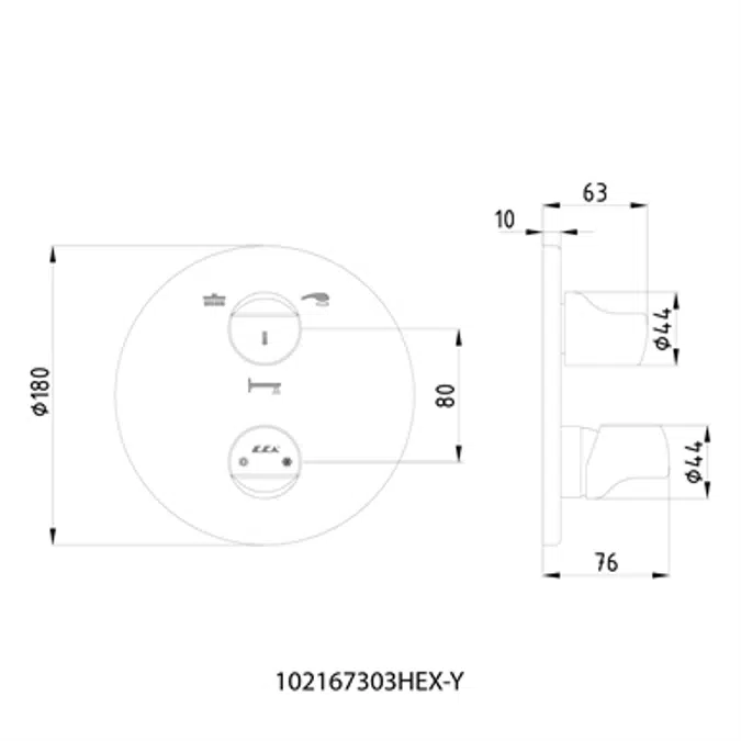 Myra Concealed Bath Mixer Surface Mounted Group