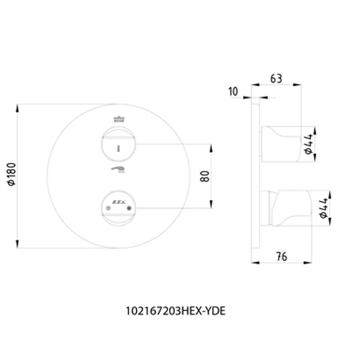 Myra Concealed Bath Mixer Surface Mounted Group