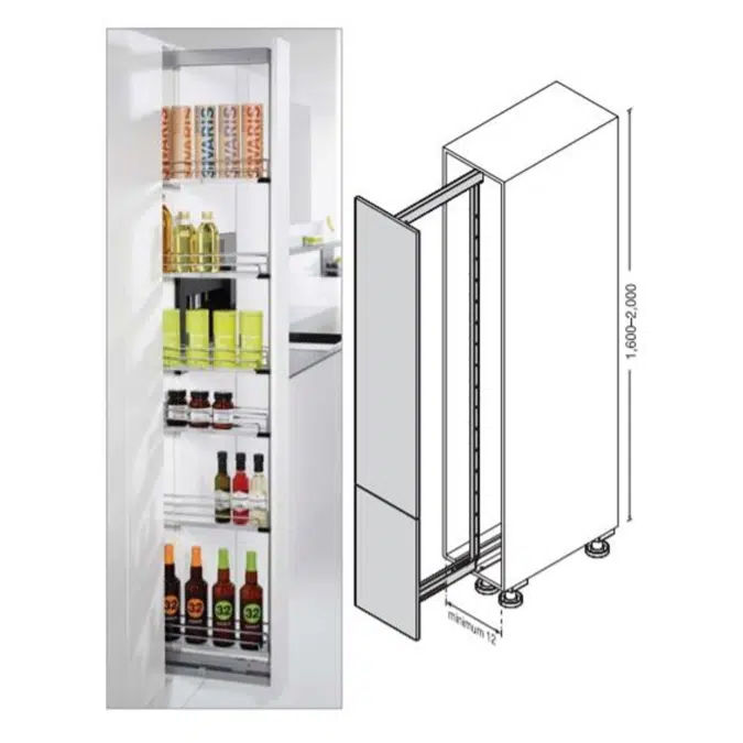 Kessebohmer Pantry Pull-Out Full Extension Frame and Trays