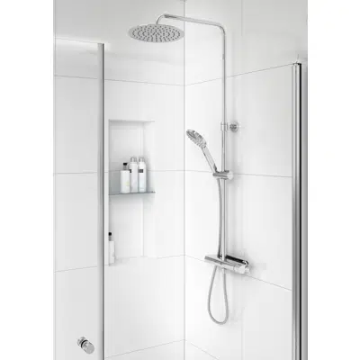 Shower column Estetic Round - Chrome, connection up and down, 150 c-c, shower column Round图像