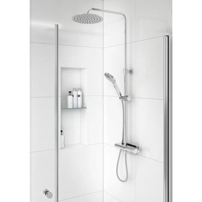 Shower column Estetic Round - Chrome, connection up and down, 150 c-c, shower column Round