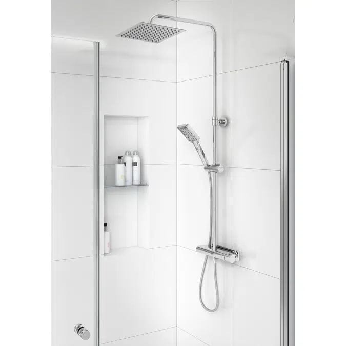 Shower column Estetic Square - Chrome, connection up and down, 150 c-c, shower column Square