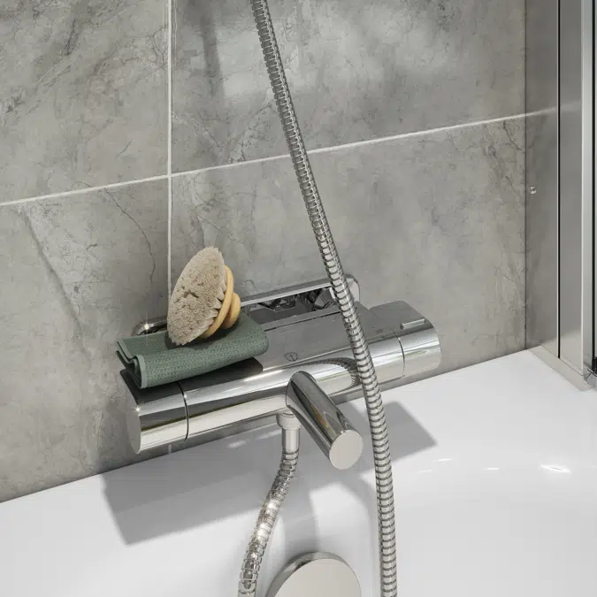 Downward shower connection, fixed bathtub spout, 150 c-c