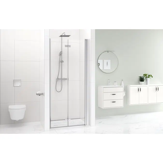 Square Shower door, folding for Nische Right 100cm