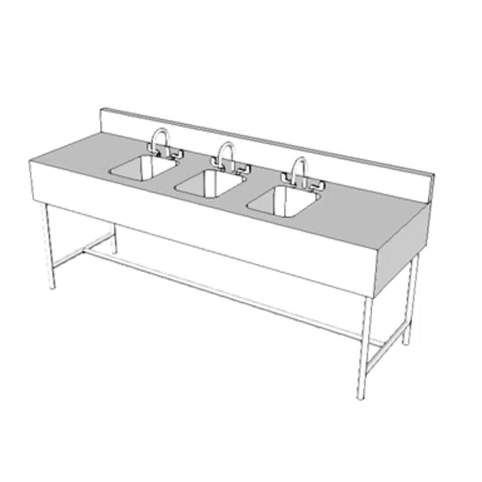 A1195 - Counter, Cleanup, With 2 or 3 Sinks