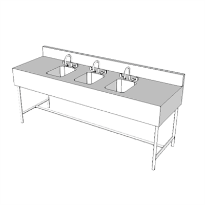 kuva kohteelle A1195 - Counter, Cleanup, With 2 or 3 Sinks
