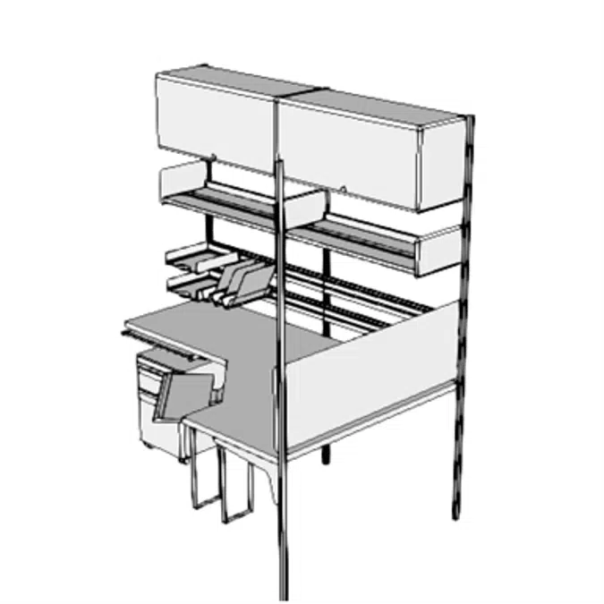 E0051 - Workstation, Corner Work Surface, Wall Mtd