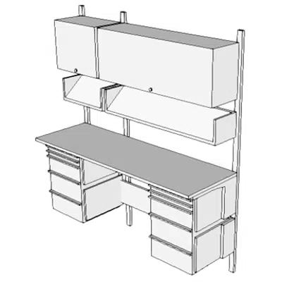 Image for E0220 - Worksurface, w/Overhd Cab &amp; Drwrs, Wall Mtd