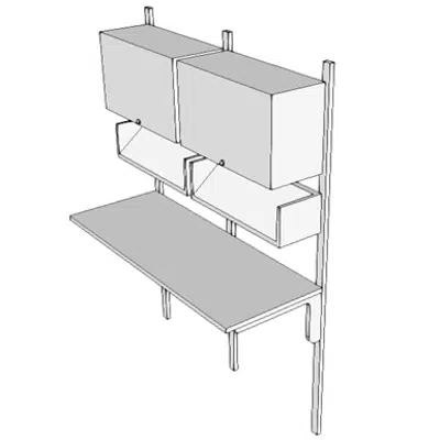 kép a termékről - E0214 - Worksurface, w/Overhead Cab, Wall Mtd