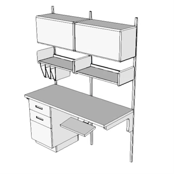 E0224 - Worksurface, Computer, O/H Cab, Wall Mtd