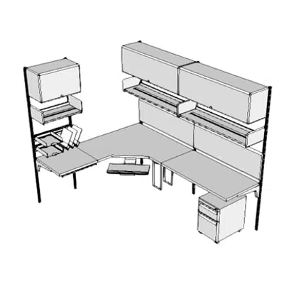 billede til E0072 - Workstation, Corner Work Surface, Wall Mtd