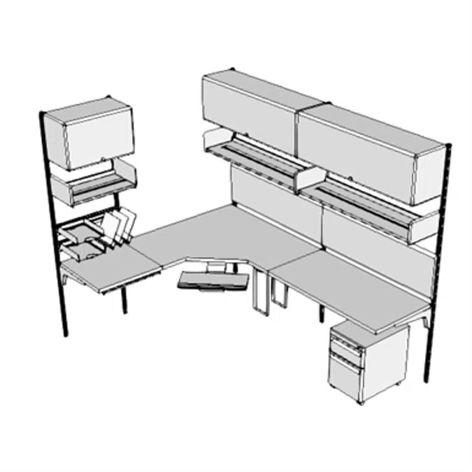 E0072 - Workstation, Corner Work Surface, Wall Mtd