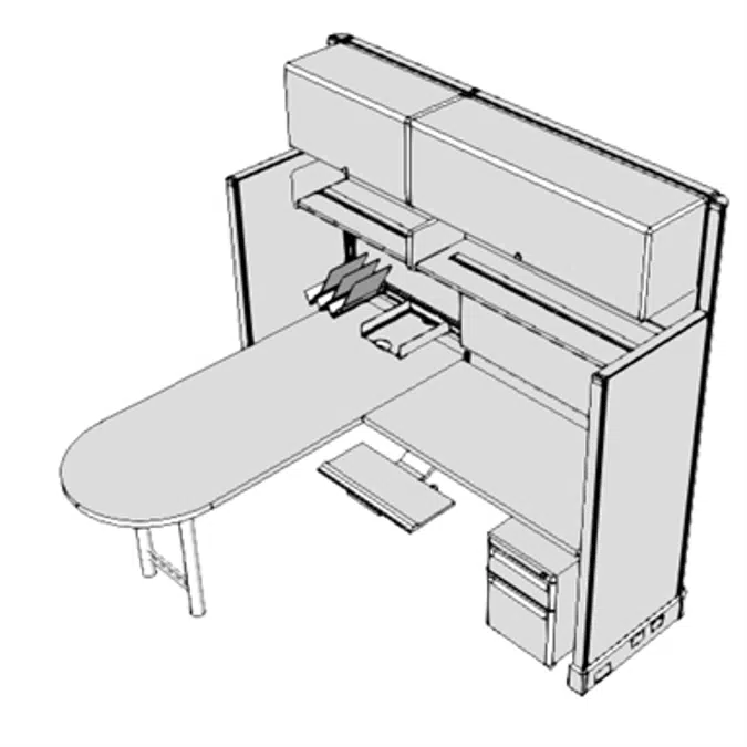 E0078 - Workstation, L-Shaped w/Peninsula, Free Std