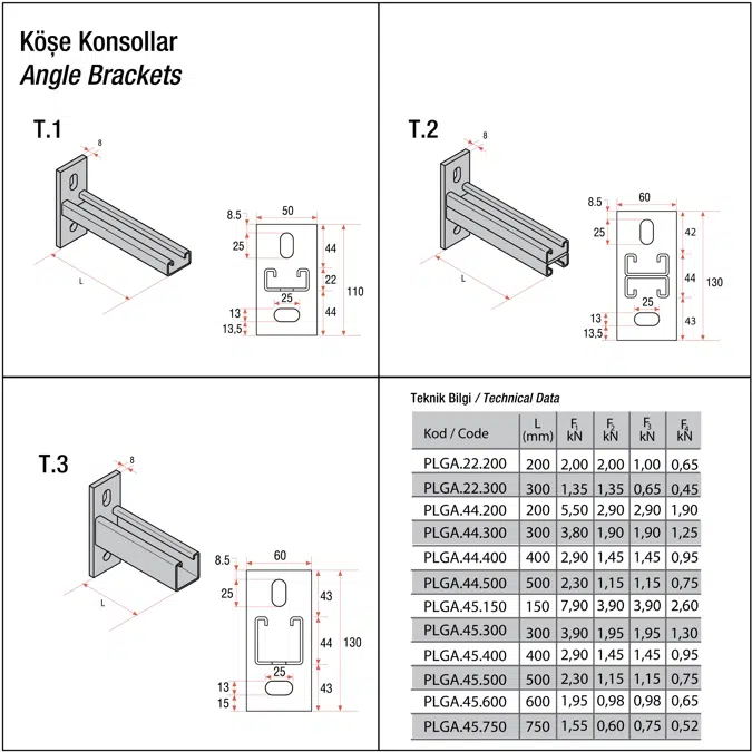 Light and Medium Duty Wall Mounted Cantilever Support System (1H)