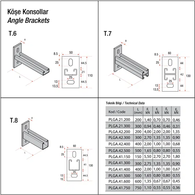 Light and Medium Duty Wall Mounted Cantilever Support System (1H)