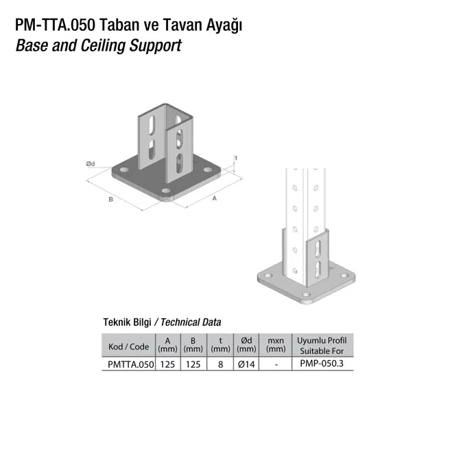 Heavy Duty Ceiling / Floor Mounted Support System (2V+2H)