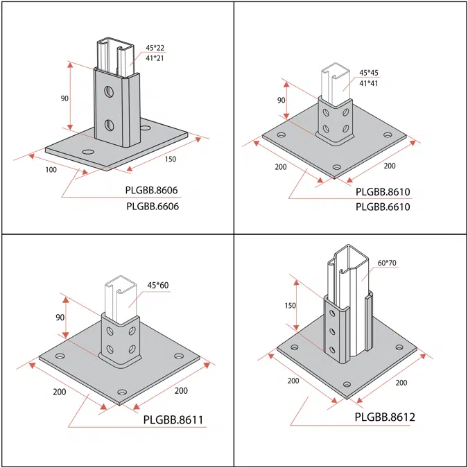 Light and Medium Duty Ceiling / Floor / Wall Mounted Support System (1V+2H)