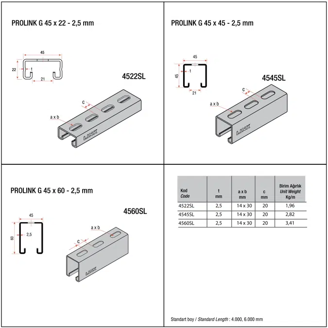 Light and Medium Duty Ceiling / Floor / Wall Mounted Support System (1V+2H)