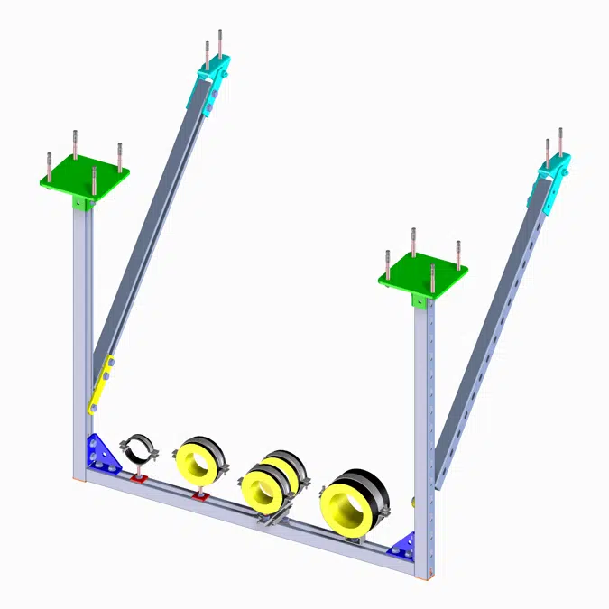 Light and Medium Duty Ceiling / Floor Mounted Support System (2V+1H+Longitudinal bracing)