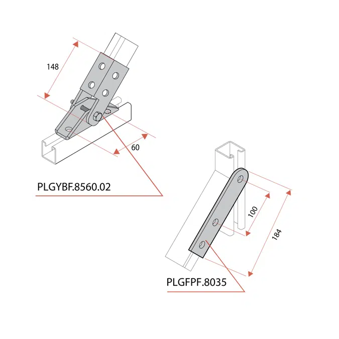 Light and Medium Duty Ceiling / Floor Mounted Support System (2V+1H+Longitudinal bracing)