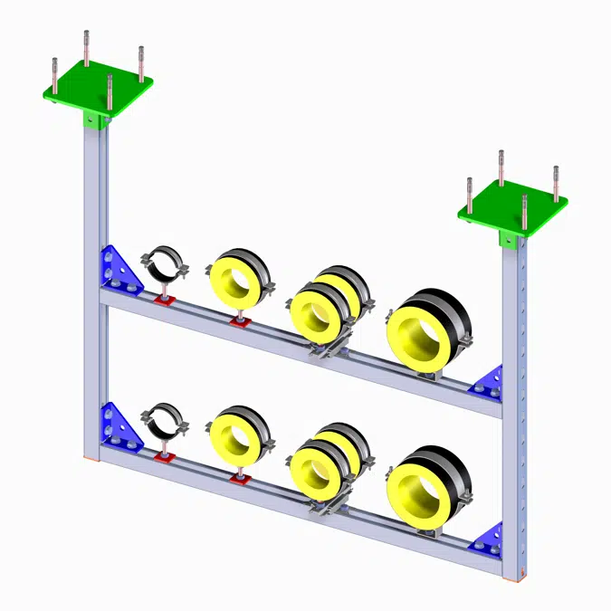 Light and Medium Duty Ceiling / Floor Mounted Support System (2V+2H)