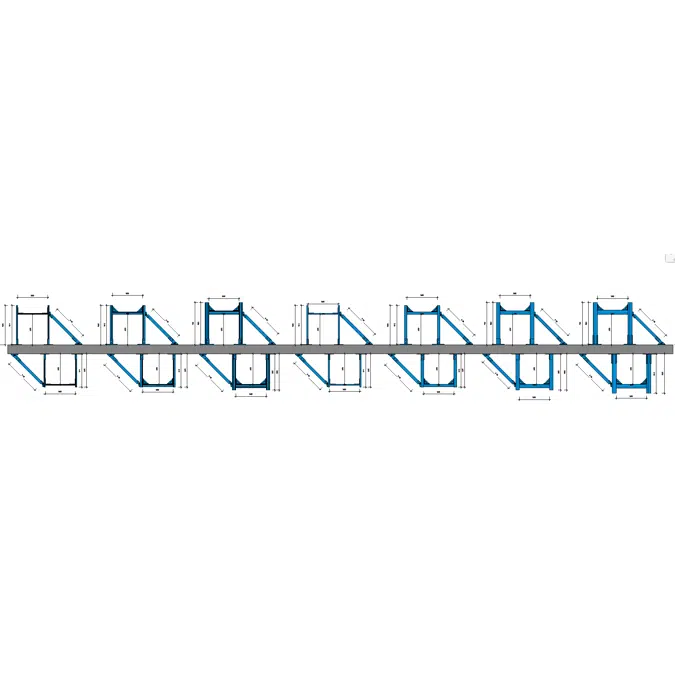 Light and Medium Duty Ceiling / Floor Mounted Support System (2V+1H+Transverse bracing)