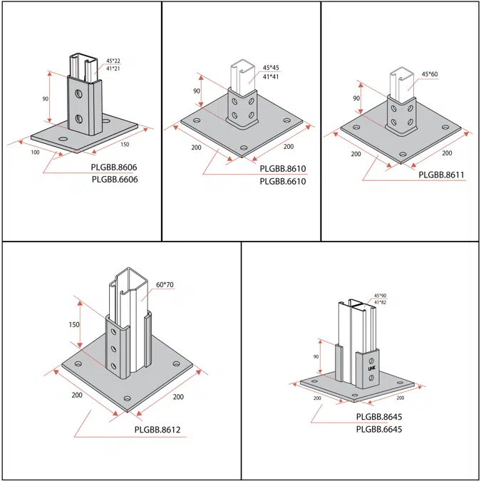 Light and Medium Duty Ceiling / Floor Mounted Support System (3V+2H)