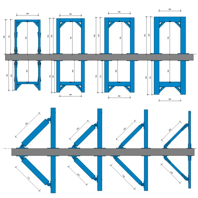 Heavy Duty Ceiling / Floor Mounted Support System (2V+1H+Longitudinal bracing)