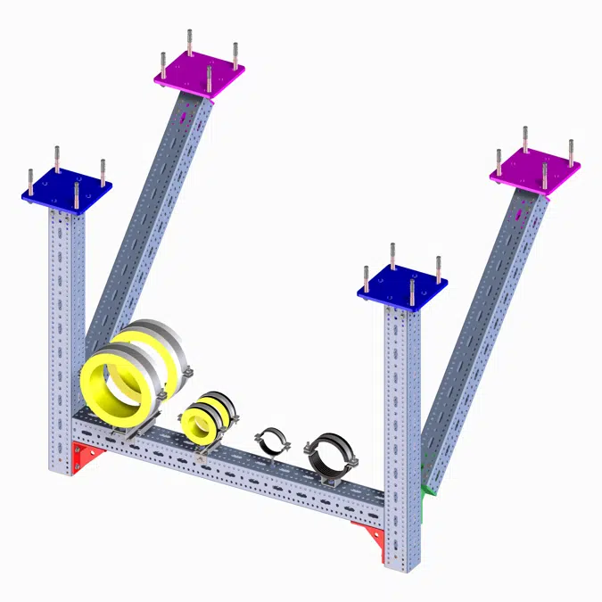 Heavy Duty Ceiling / Floor Mounted Support System (2V+1H+Longitudinal bracing)