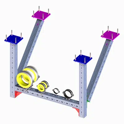 Image for Heavy Duty Ceiling / Floor Mounted Support System (2V+1H+Longitudinal bracing)