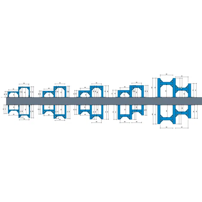 Heavy Duty Ceiling / Floor Mounted Support System (3V+2H)