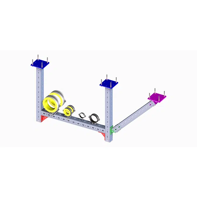 Heavy Duty Ceiling / Floor Mounted Support System (2V+1H+Transverse bracing)