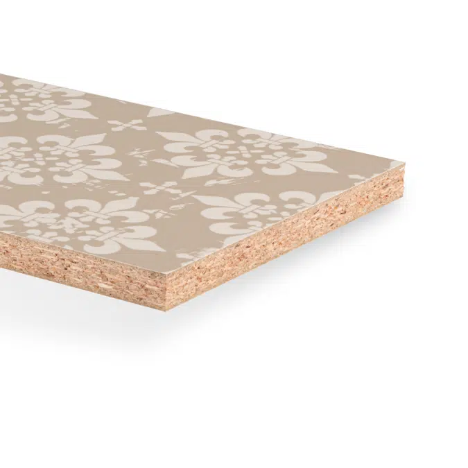 Flame retardant, design individualised particleboard in direct facing method 19 mm: DecoBoard Individual Motiv Pyroex