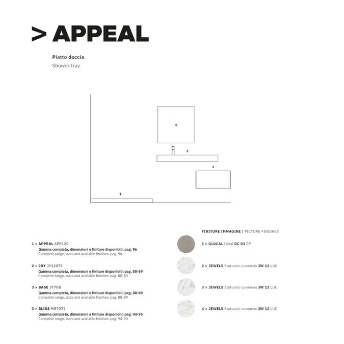 Appeal  APR80120 - APR90120 Piatto Doccia