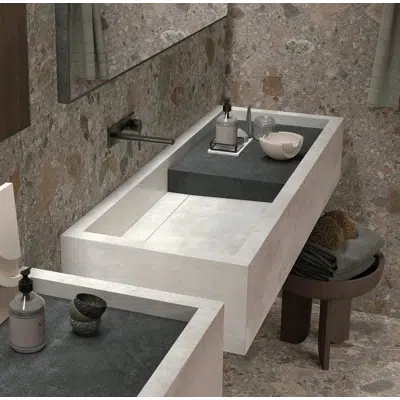 Image for Wish  WH90S - WH90D Box-shaped countertop with built-in single washbasin and right/left side supporting surface