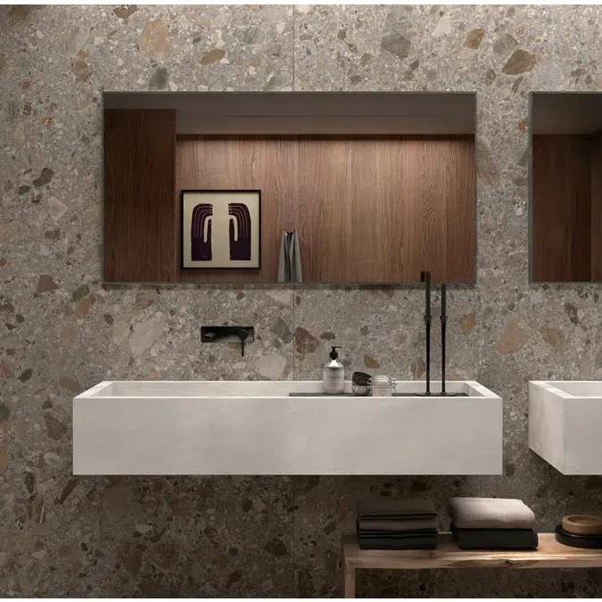 Wish  WH90S - WH90D Box-shaped countertop with built-in single washbasin and right/left side supporting surface