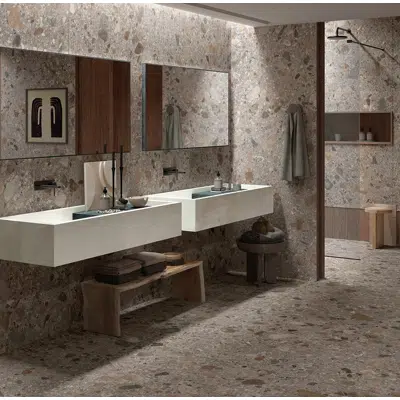 Image for Wish  WH90S - WH90D Box-shaped countertop with built-in single washbasin and right/left side supporting surface