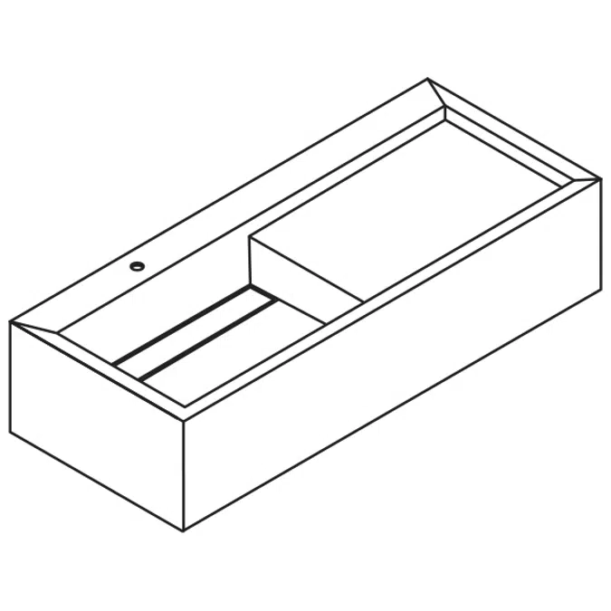 Wish  WH140S - WH140D Box-shaped countertop with built-in single washbasin and right/left side supporting surface