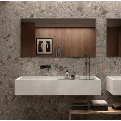 Image for Wish  WH140S - WH140D Box-shaped countertop with built-in single washbasin and right/left side supporting surface